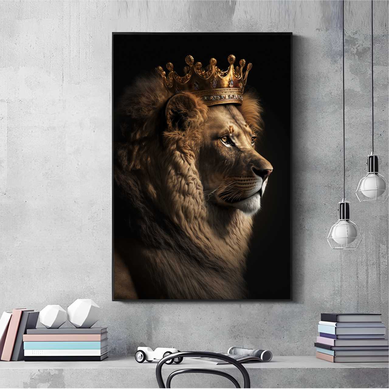 Quadro Decorativo Leão Com a Coroa 